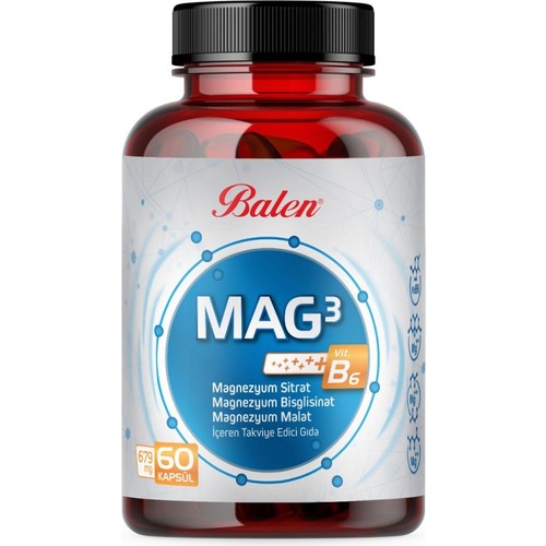 Balen Mag 3 Magnezyum Sitrat Bisglisinat Malat 679 mg *60 kapsül