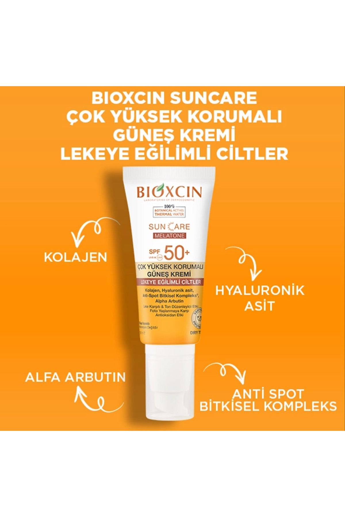 Bioxcin Sun Care Melatone Spf 50 Lekeye Eğilimli Ciltler İçin Çok Yüksek Korumalı Güneş Kremi 50 Ml