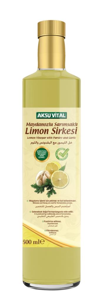 Aksu Vital Parsley, Garlic, and Lemon Vinegar 500 ml, Additive-Free, 100% Natural