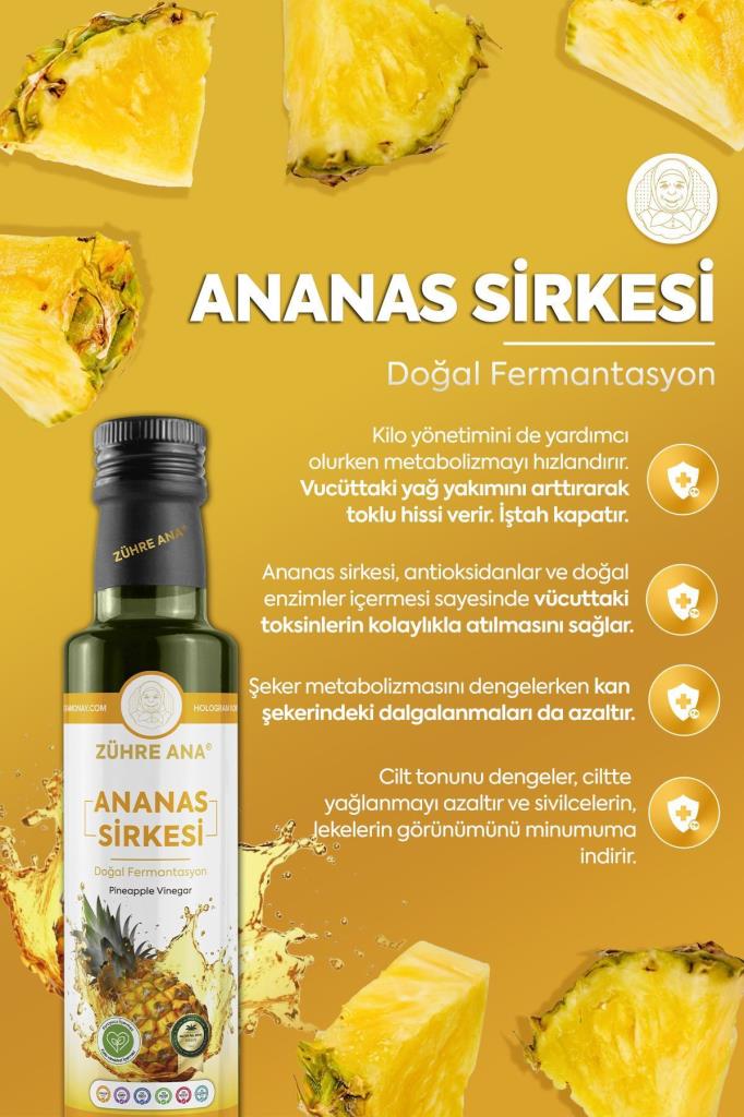 Zühre Ana Ananas Sirkesi Doğal Fermantasyon 500 Ml