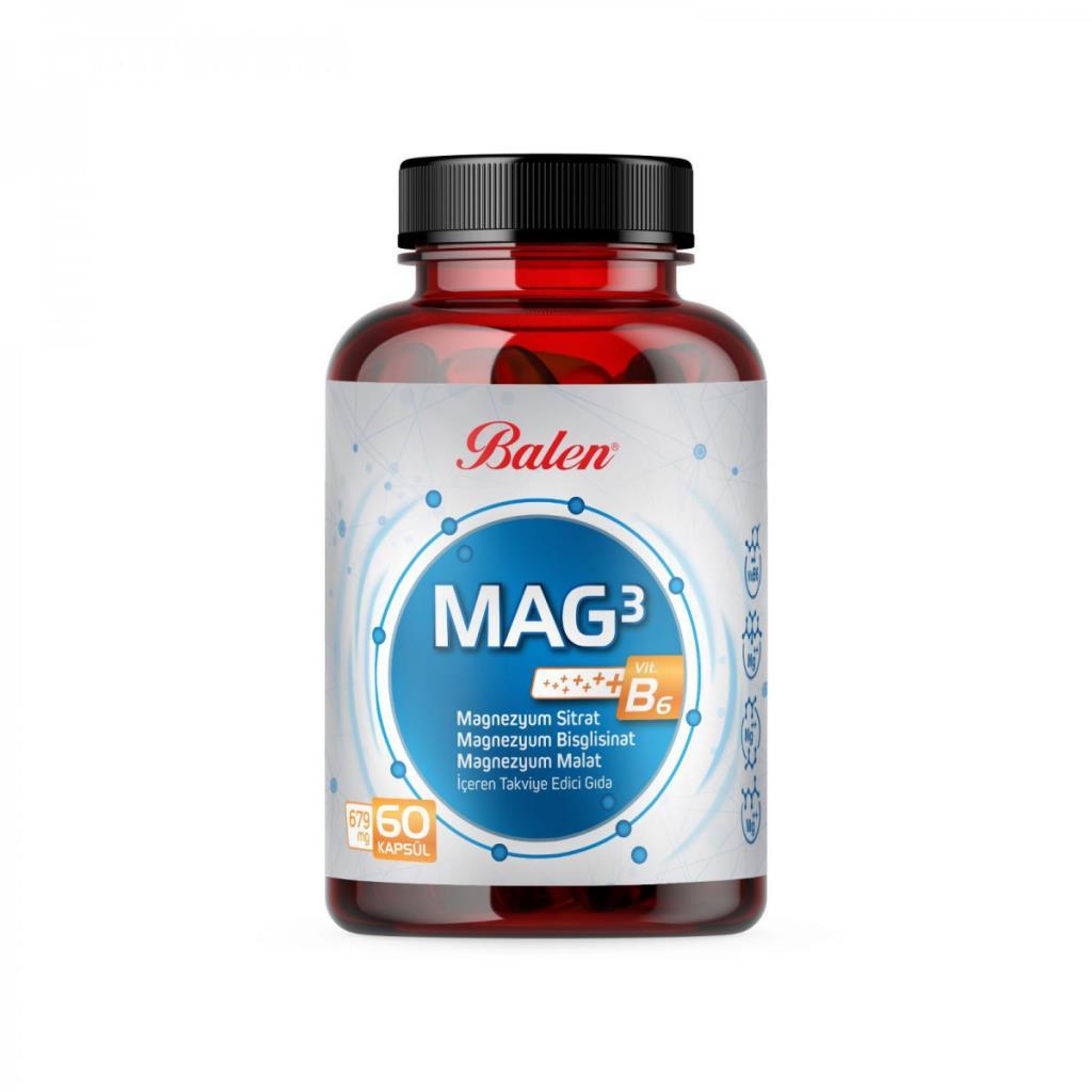 Balen Mag 3 Magnezyum Sitrat Bisglisinat Malat 679 mg *60 kapsül