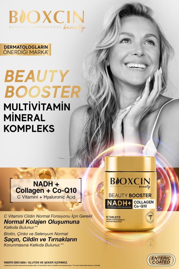 Bioxcin Beauty Booster 60 Tablet - Kolajen Nadh+ Co Q10 Glutatyon Biotin Astaksantin