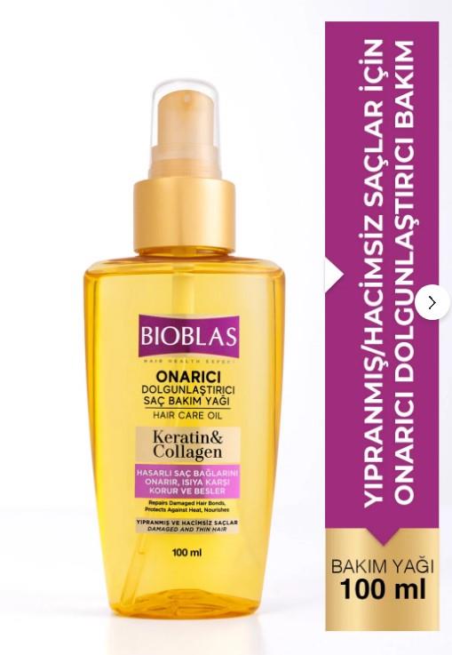 Bioblas Onarıcı Dolgunlaştırıcı Keratin Collagen Saç Bakım Yağı 100 Ml
