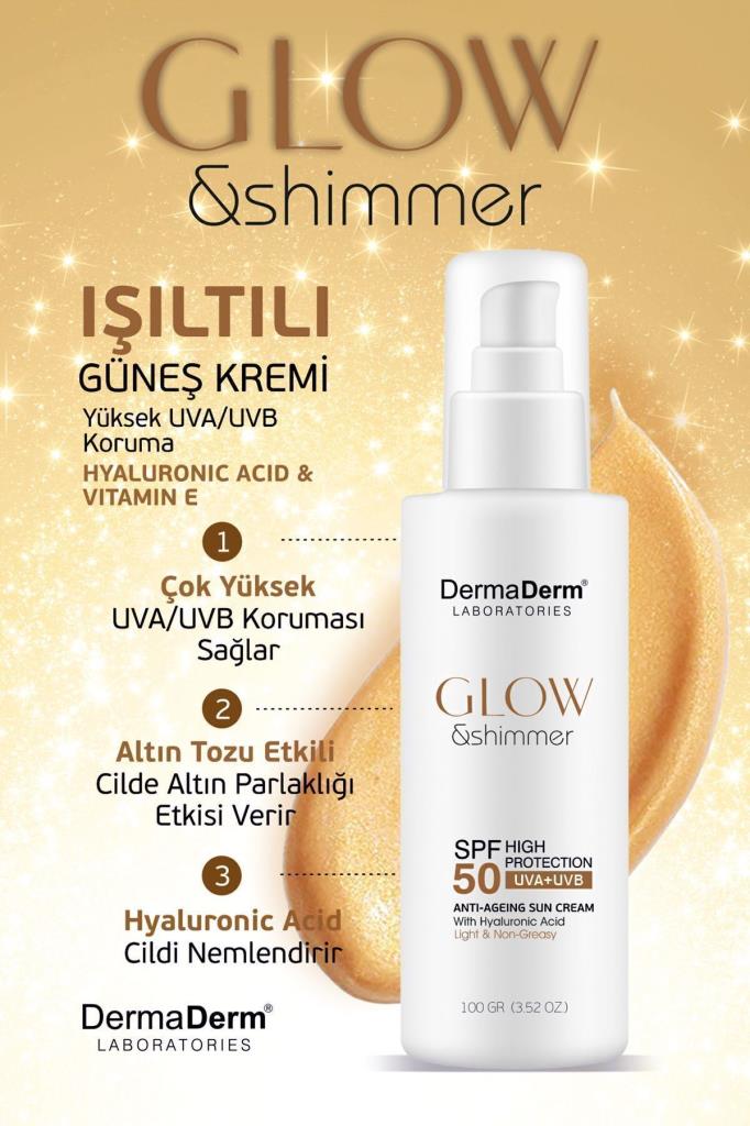 Dermaderm Glow ve Shimmer Simli Güneş Kremi Spf 50 100 GR