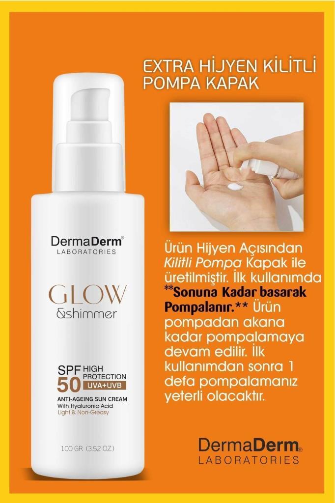 Dermaderm Glow ve Shimmer Simli Güneş Kremi Spf 50 100 GR