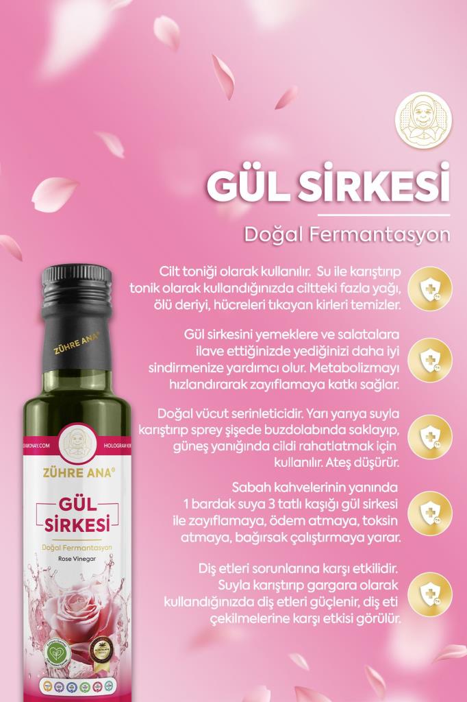 Zühre Ana Gül Sirkesi Doğal Fermantasyon 500 Ml