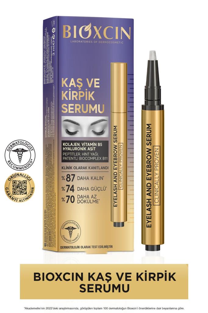 Bioxcin Kaş Kirpik Serumu - Kolajen Hyaluronik Asit Hint Yağı Keratin Peptidleri B5 Biocomplex