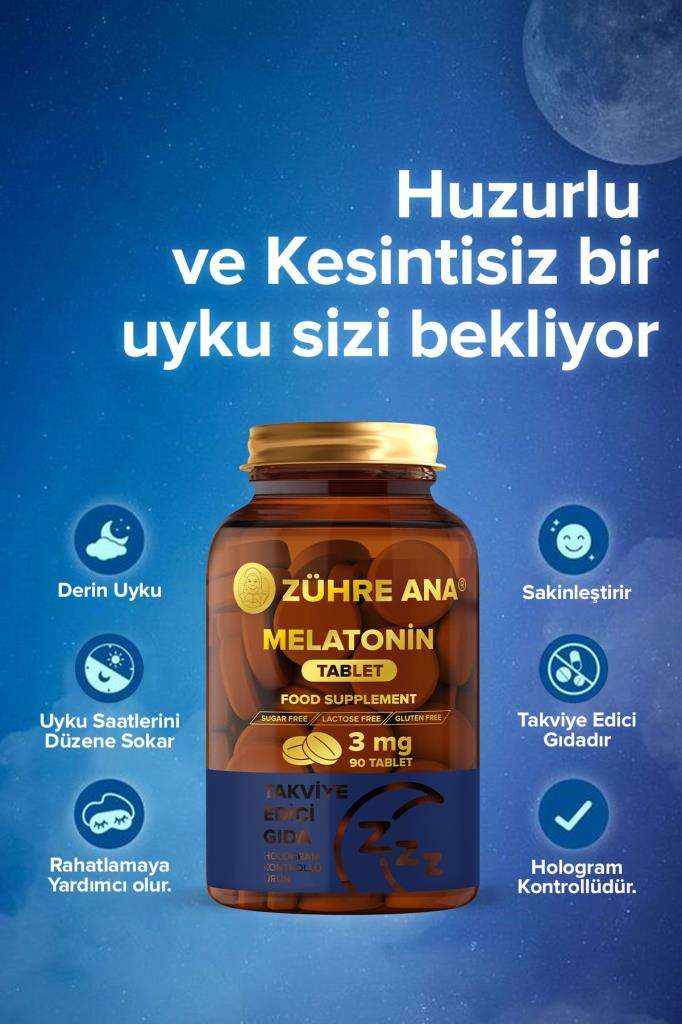 Zühre Ana Melatonin Tablets 3mg, 90 Tablets