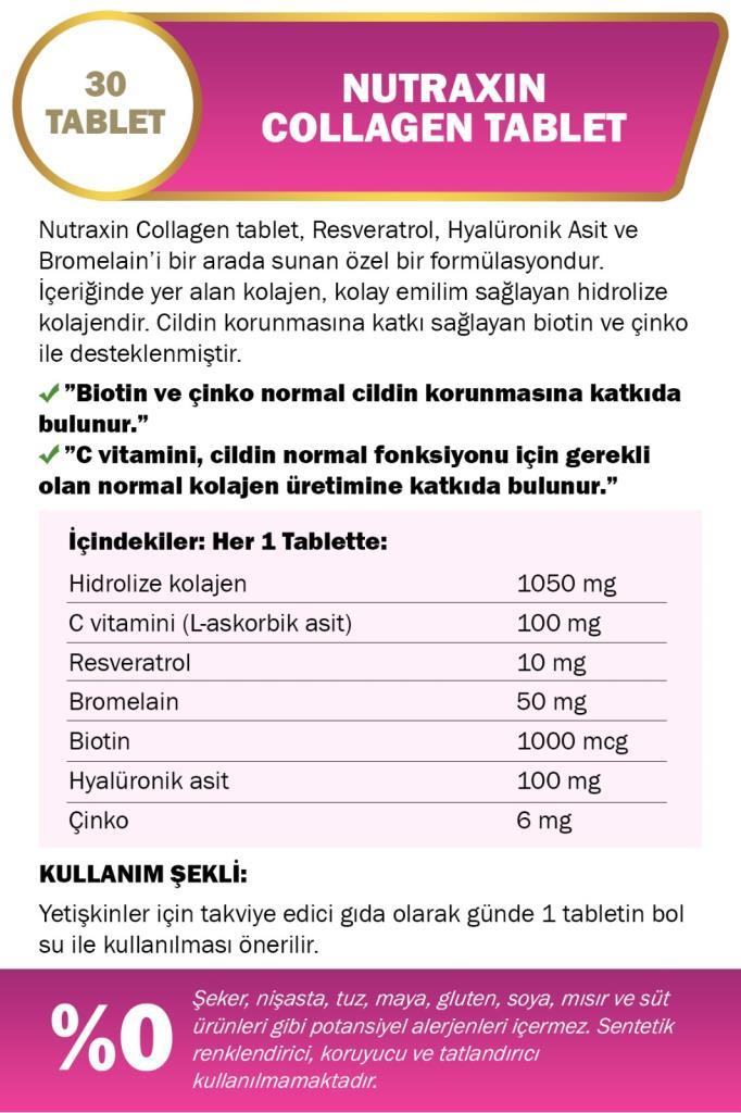 Nutraxin Collagen Hidrolize Kolajen 30 Tablet