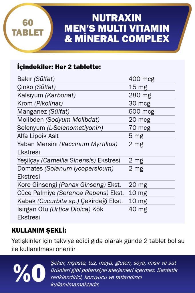 Nutraxin Multivitamin Erkek 60 Tablet