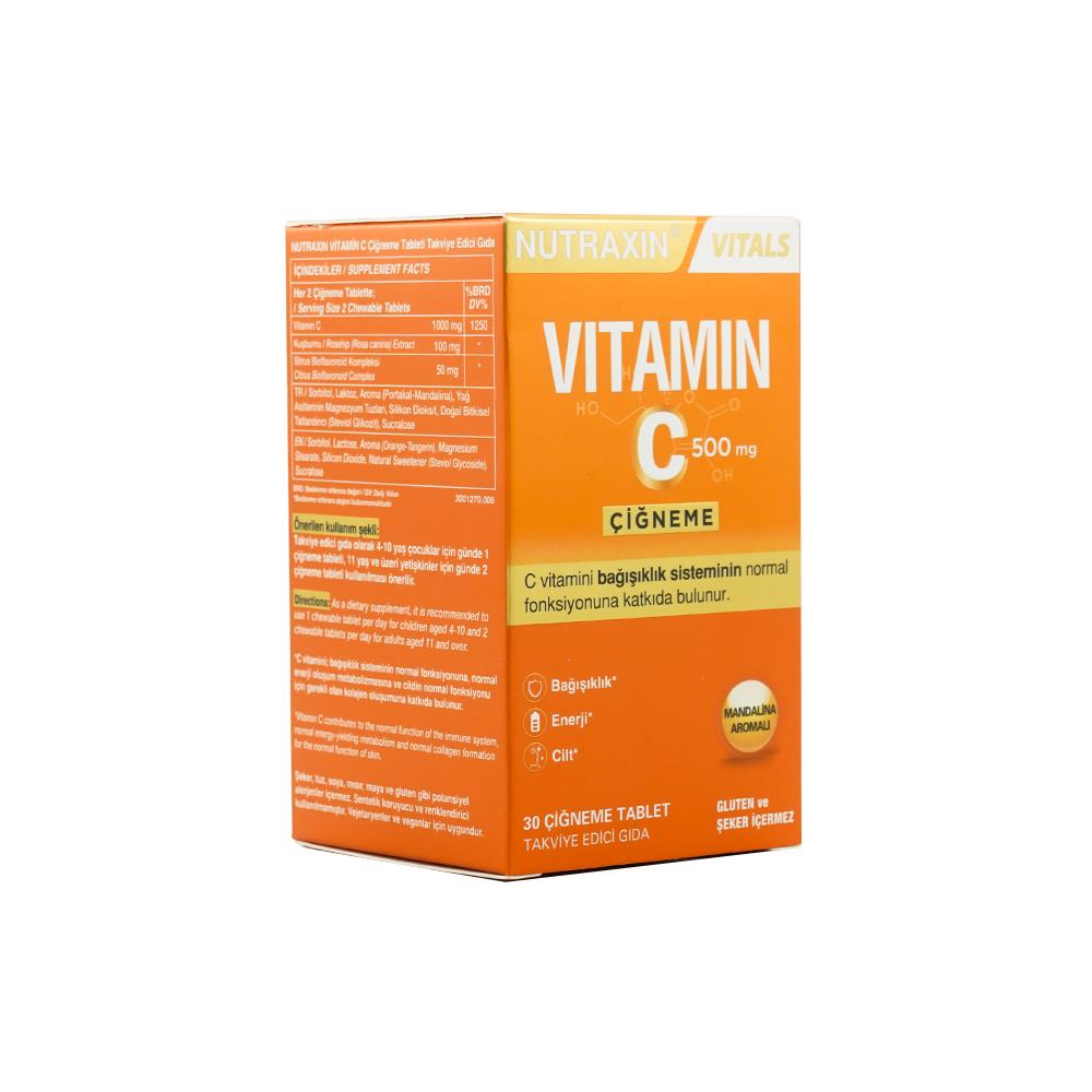 Nutraxin Vitamin C 500 Mg 30 Chewable Tablets