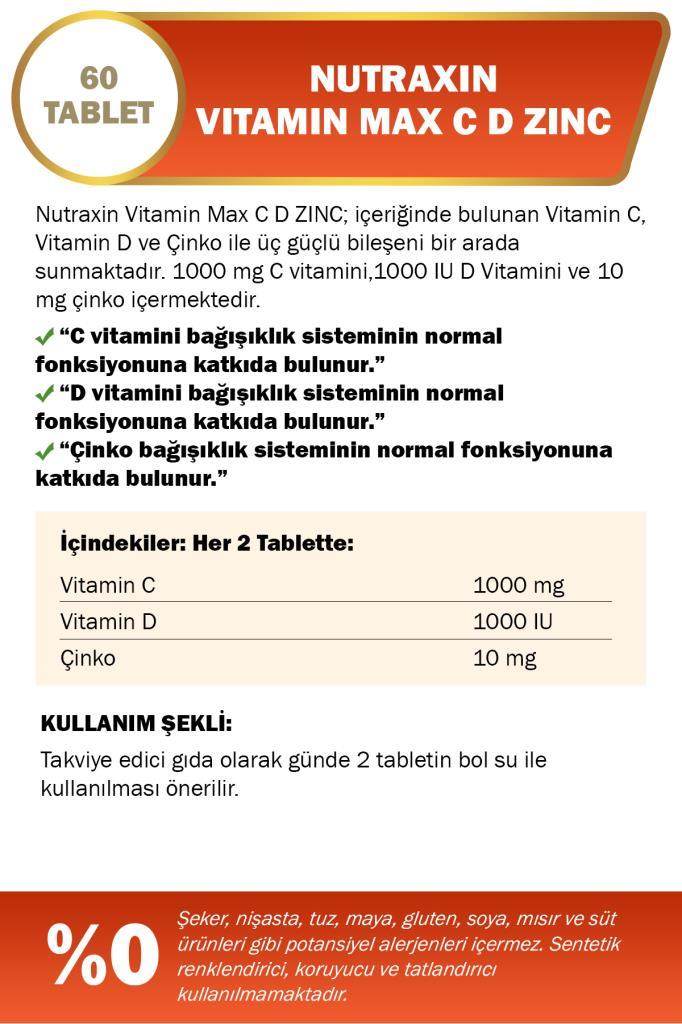 Nutraxin Vitamin Max C-D-Zınc 60 Tablet