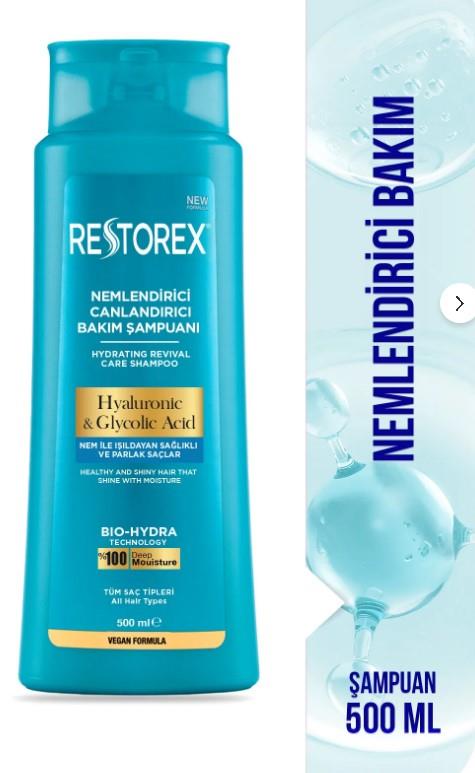 Restorex Hyaluronic & Glycolic Acid Bakım Şampuanı 500 Ml