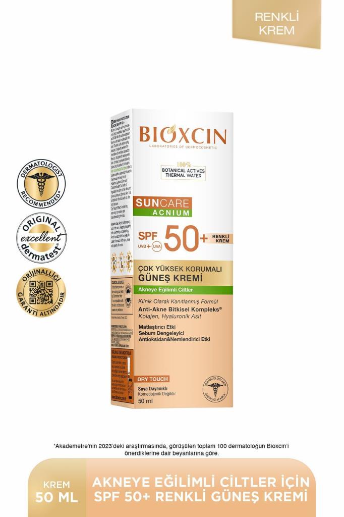 Bioxcin Sun Care Akneye Eğilimli Ciltler Için Renkli Güneş Kremi 50 Spf