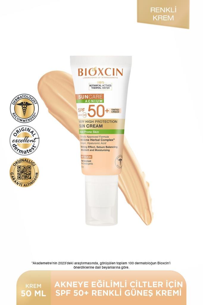 Bioxcin Sun Care Akneye Eğilimli Ciltler Için Renkli Güneş Kremi 50 Spf