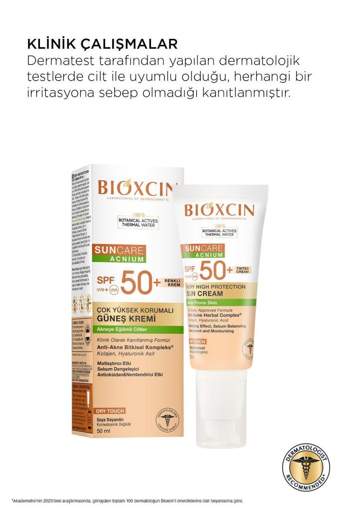 Bioxcin Sun Care Akneye Eğilimli Ciltler Için Renkli Güneş Kremi 50 Spf