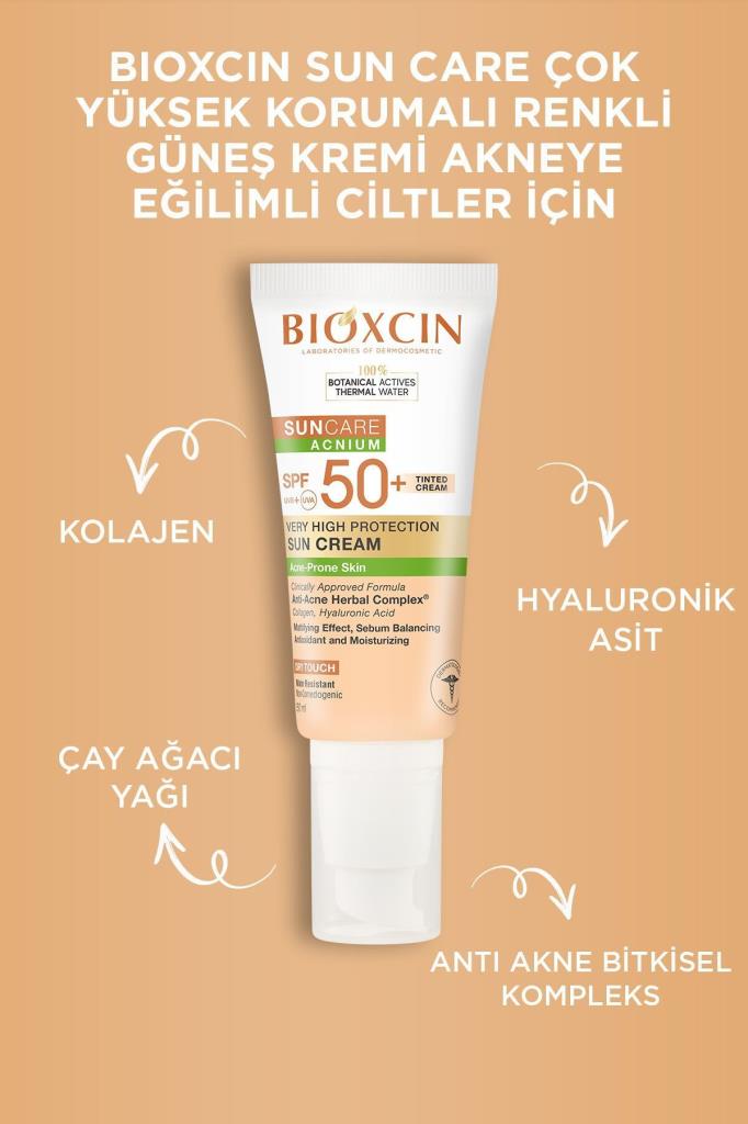 Bioxcin Sun Care Akneye Eğilimli Ciltler Için Renkli Güneş Kremi 50 Spf