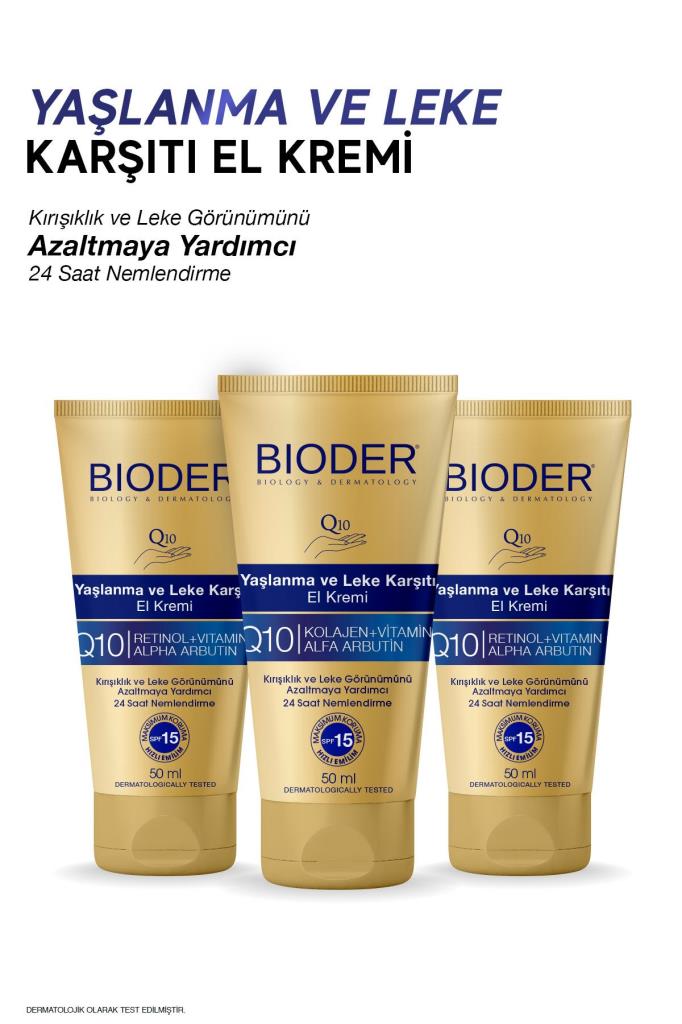 Bıoder Yaşlanma Kırışıklık ve Leke Karşıtı El Kremi SPF 15 50 Ml