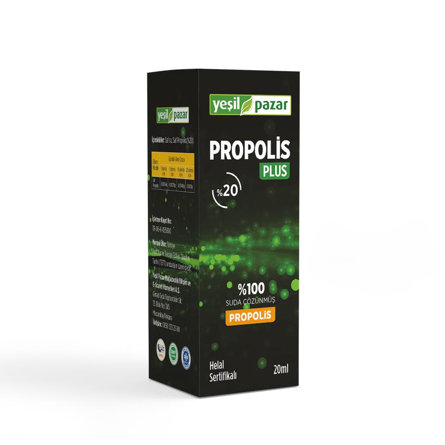 Yeşil Pazar Propolis Plus Yüzde 20 20 ml Helal Sertifikalı