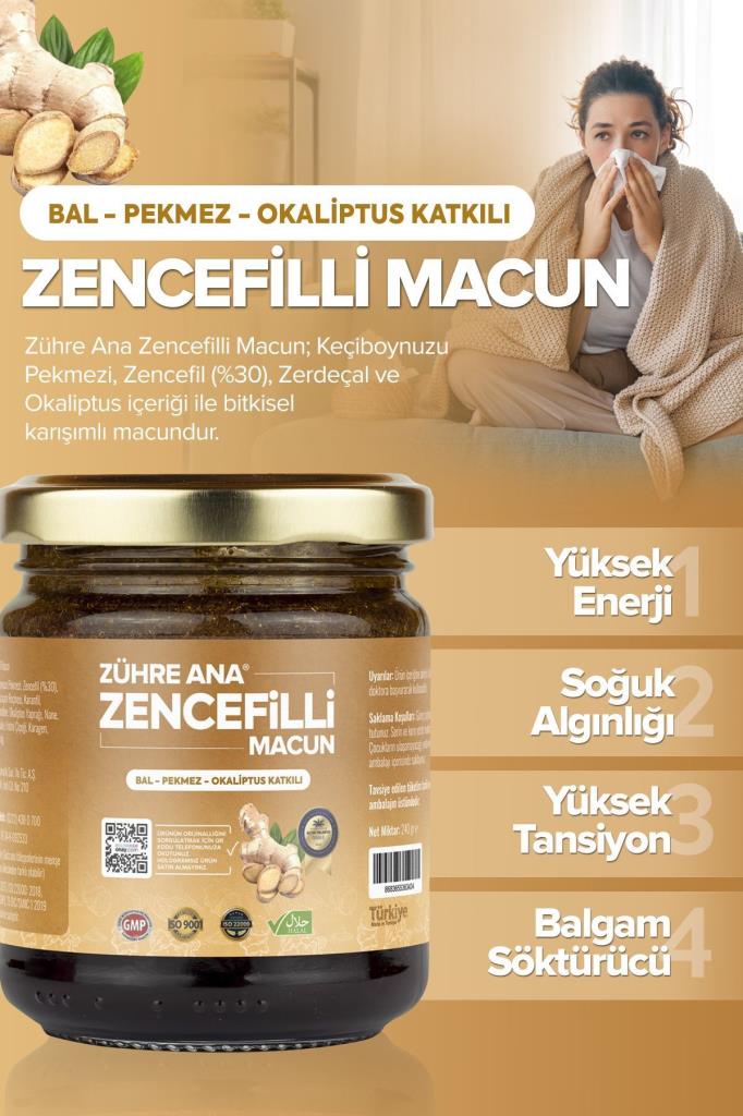 Zühre Ana Bal Pekmez Okaliptus Katkılı Zencefilli Macun 240 Gr