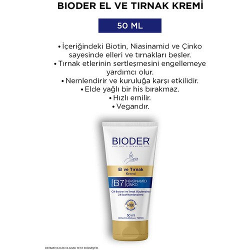 Bioder Vitamin B7 El Ve Tırnak Kremi 50 ml