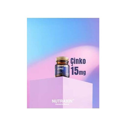 Nutraxin 100 Tablet Çinko Takviyesi - 15 mg, Gluten ve Şeker İçermez, Türkiye Menşeli
