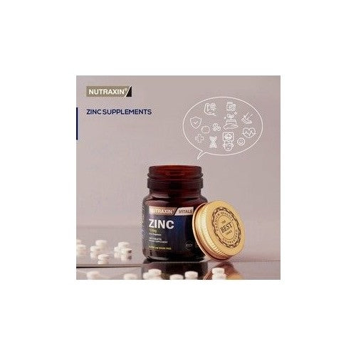 Nutraxin 100 Tablet Çinko Takviyesi - 15 mg, Gluten ve Şeker İçermez, Türkiye Menşeli