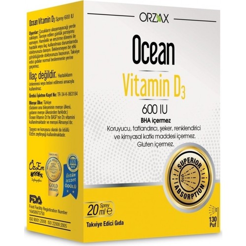 Orzax Ocean Vitamin D3 600 IU 20 Ml