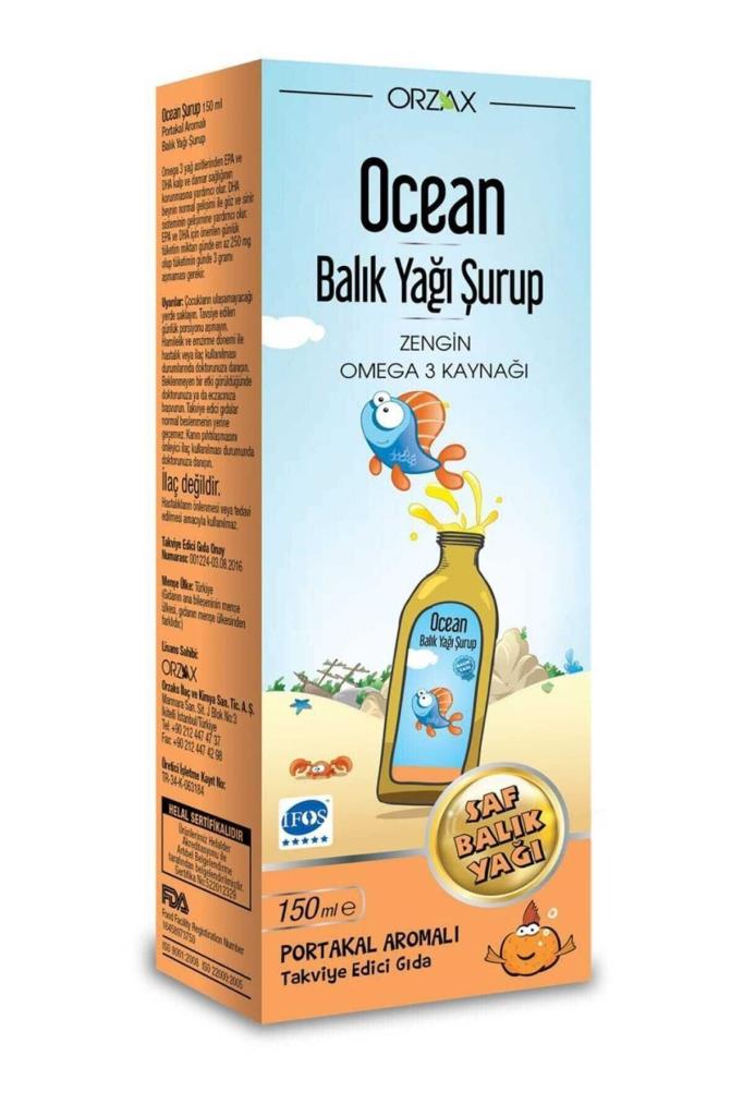 Orzax Ocean Balık Yağı Şurup Portakal Aromalı 150 Ml