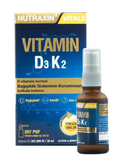 Nutraxin Vitamin D3 K2 Yüksek Emilim 30 Ml