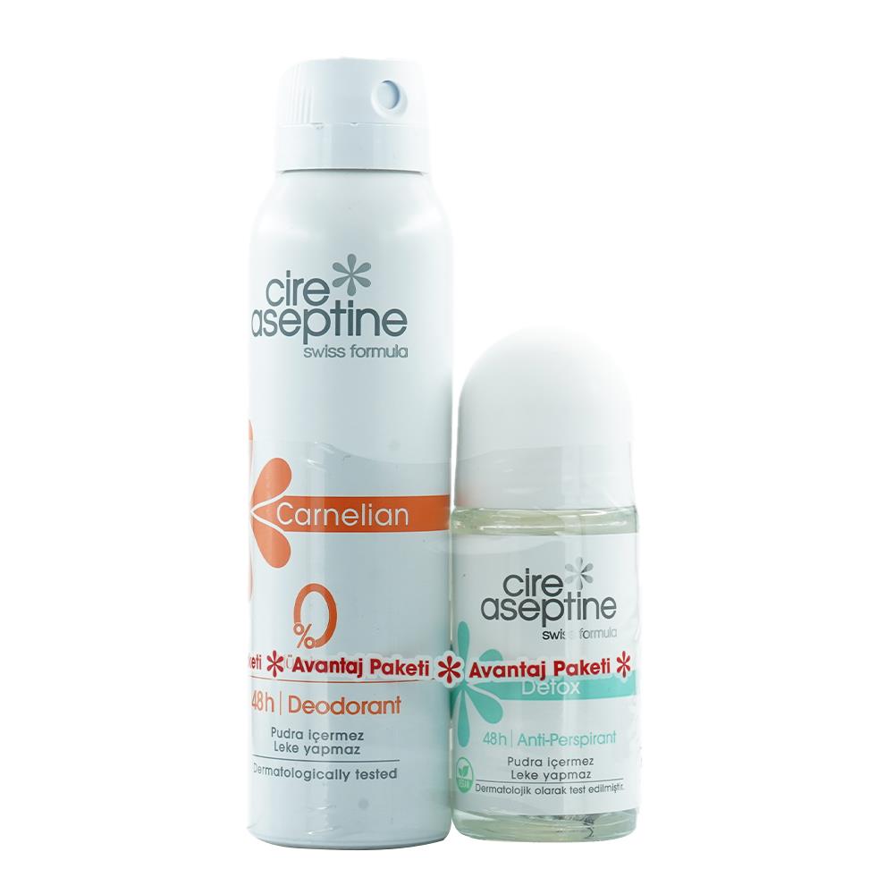 Cire Aseptine Deodorant Carnelian 150 Ml + Detox Roll On Set