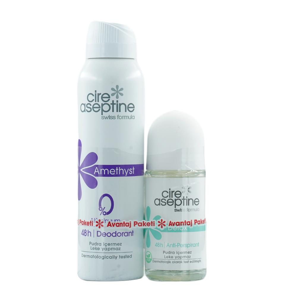 Cire Aseptine Deodorant Amethyst 150 Ml + Detox Roll On Set