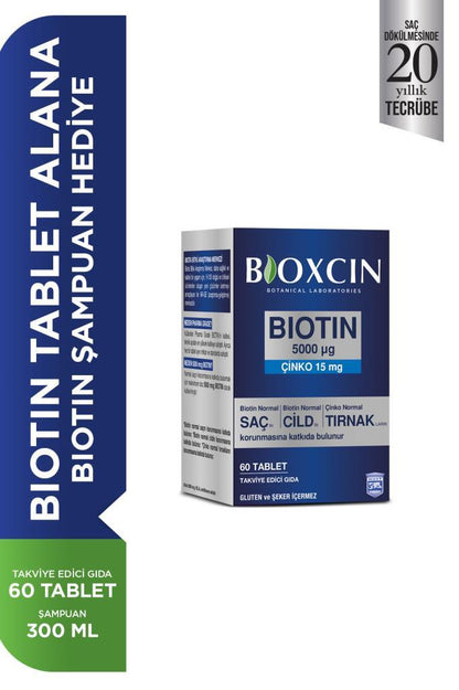 Bioxcin Biotin 5000 Mg 60 Tablets + Biotin Shampoo 300 Ml Gift Set