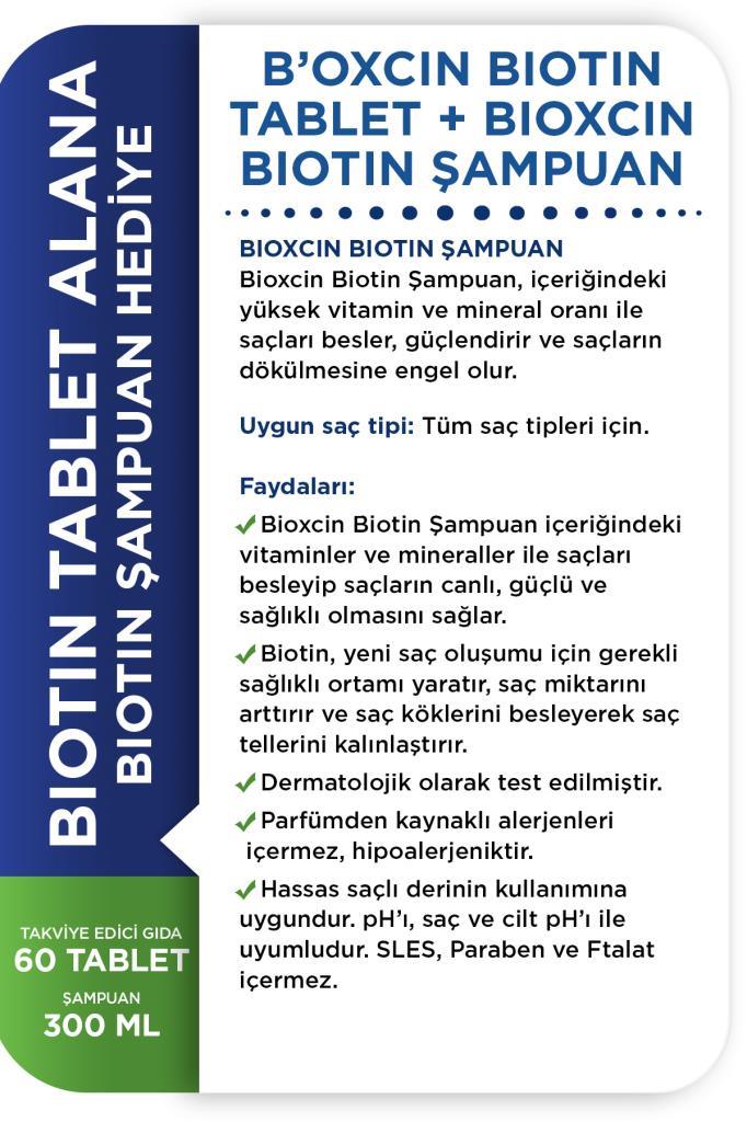 Bioxcin Biotin 5000 Mg 60 Tablets + Biotin Shampoo 300 Ml Gift Set