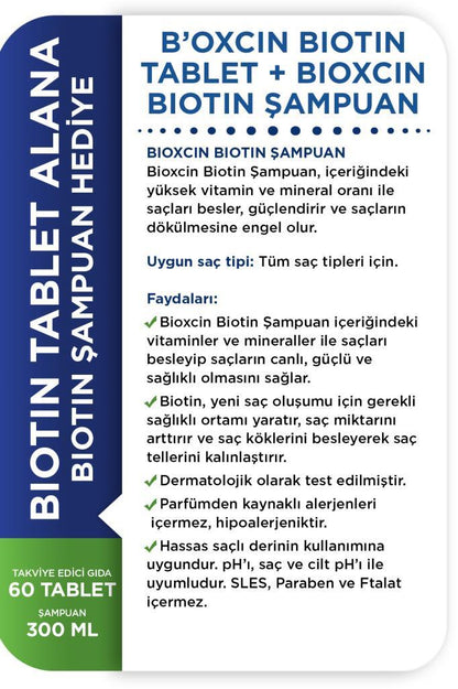 Bioxcin Biotin 5000 Mg 60 Tablets + Biotin Shampoo 300 Ml Gift Set