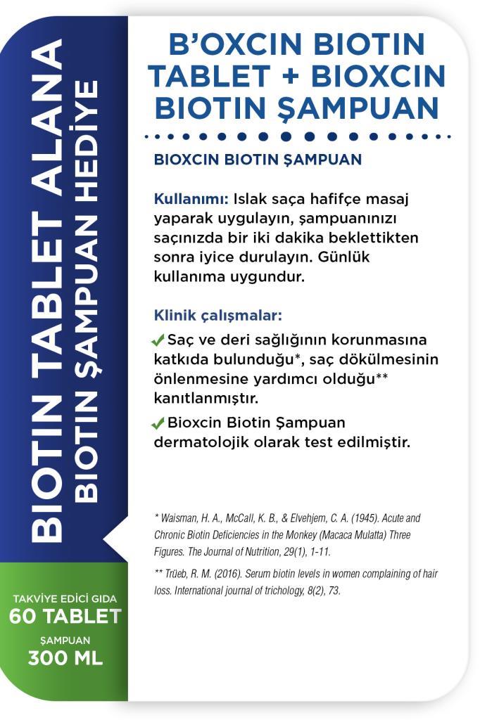 Bioxcin Biotin 5000 Mg 60 Tablets + Biotin Shampoo 300 Ml Gift Set