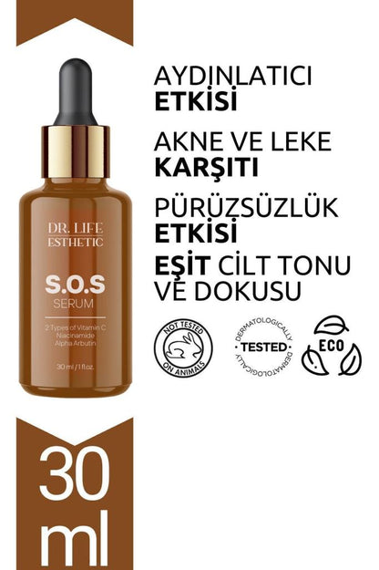 Dr. Life Esthetic C Vitamini Arbutin Leke & Akne Karşıtı Bariyer Onarıcı Yenileyici Serum S.O.S 30 Ml