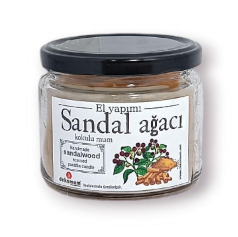 Fitilli Kokulu Kavanoz Mum Sandal Ağacı