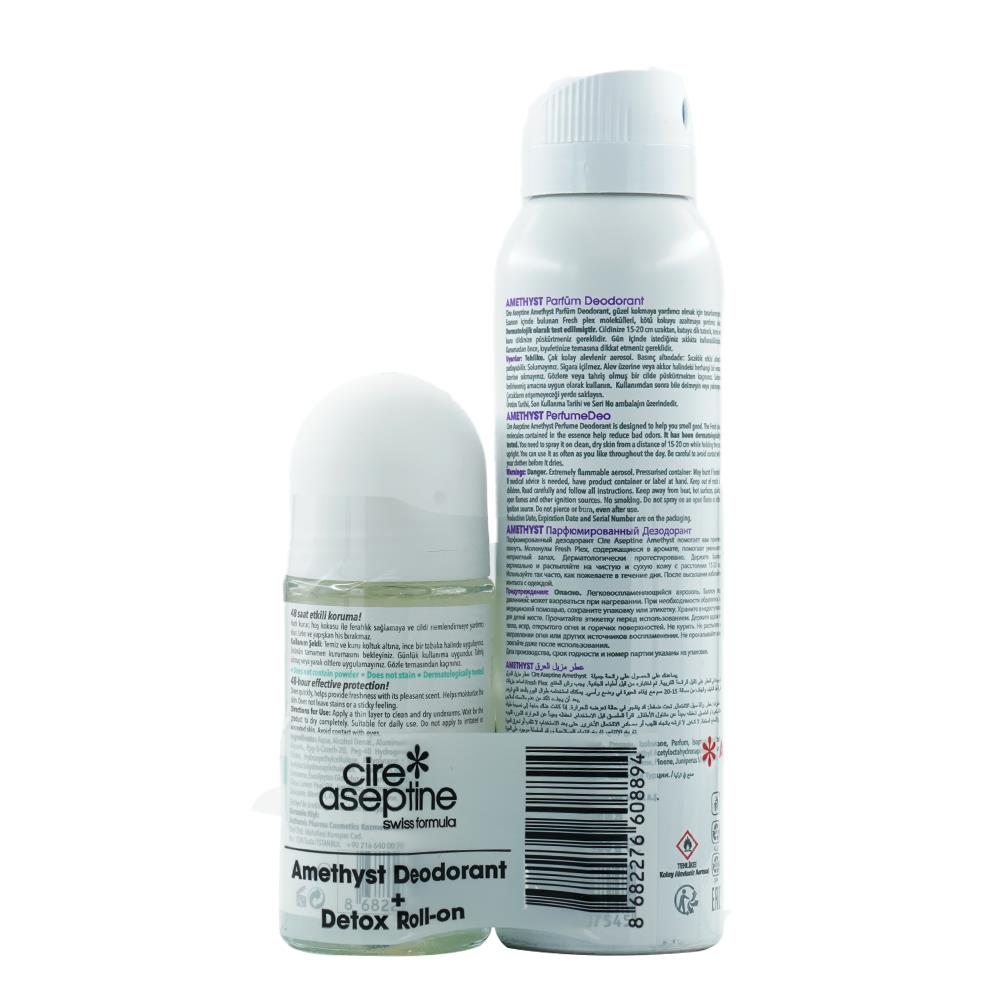 Cire Aseptine Deodorant Amethyst 150 Ml + Detox Roll On Set