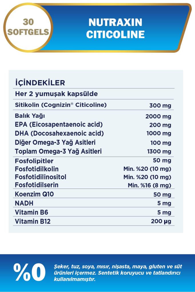 Nutraxin Citicoline 300 mg 30 Softgel