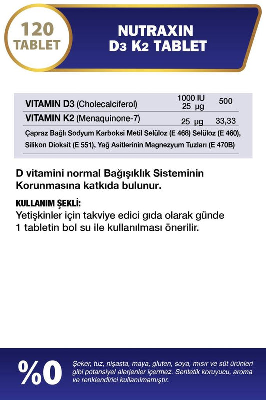 Nutraxin D3K2 1000 IU120 Tablet