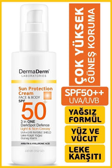 Dermaderm Face ve Body 3 in 1 DarkSpot Leke Karşıtı Kremi SPF 50+ 100 GR