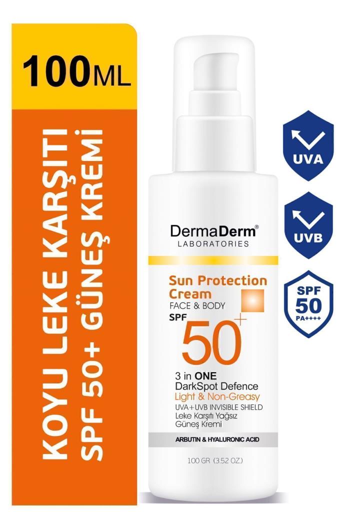 Dermaderm Face ve Body 3 in 1 DarkSpot Leke Karşıtı Kremi SPF 50+ 100 GR