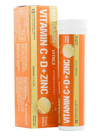 Nutraxin Vitamin C-D-Zinc 15 Efervesan Tablet