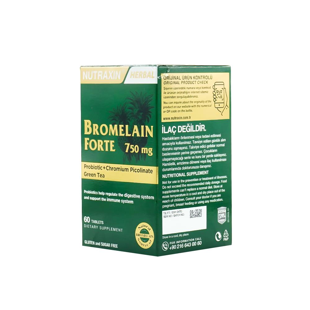 Nutraxin Bromelain Forte 60 Tablets 750 Mg