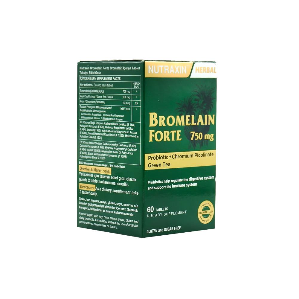 Nutraxin Bromelain Forte 60 Tablets 750 Mg