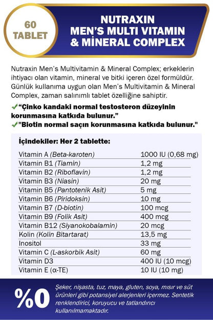 Nutraxin Multivitamin Erkek 60 Tablet