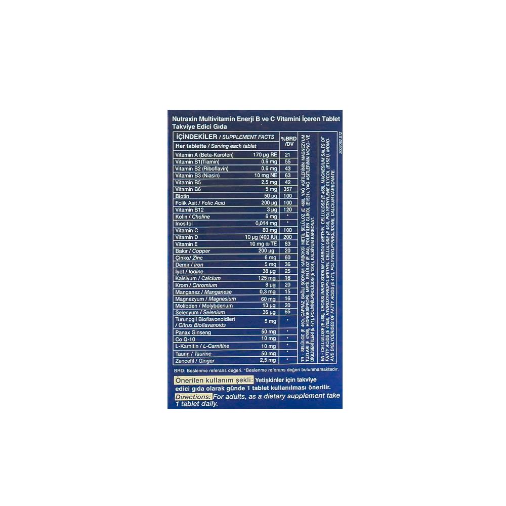 Nutraxin Multivitamin Mineral Energy Complex 60 Tablet