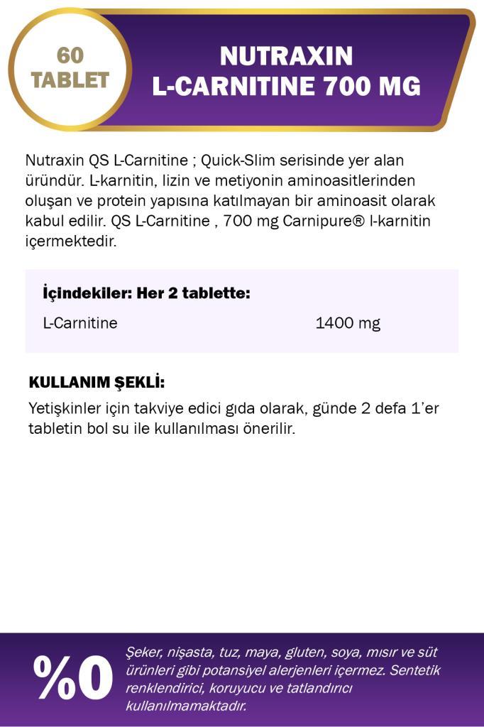 Nutraxin QS L Carnıtıne 700 Mg 60 Tablet