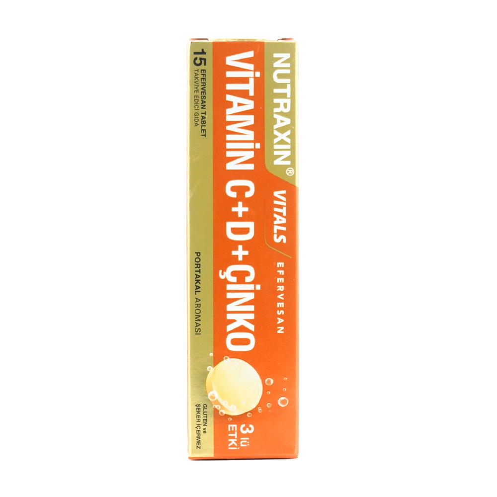 Nutraxin Vitamin C-D-Zinc 15 Efervesan Tablet